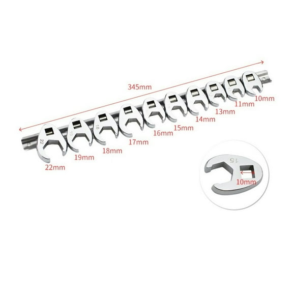 10 Pcs 3/8Inch Drive Crowfoot Wrench 10 to 22mm Metric Foot Open End Spanner