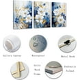thumbnail image 2 of ZHONGYUTONG Abstract Floral Wall Art 3 Pieces Navy Blue Flowers Canvas Picture Blue and Gold Painting Prints Modern Artwork Home Decor Framed (11.00" x 14.00" x 3PCS), 2 of 6