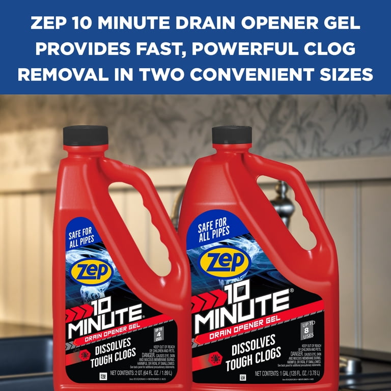 Zep Commercial Strength Drain Opener Gel, Safe for All Pipes, 64oz