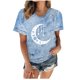 thumbnail image 1 of Camiseta con estampado de sol y luna para mujer, camiseta de manga corta con cuello redondo, camiseta informal divertida y bonita para chica adolescente OAVQHLG3B Store  lin121212, 1 of 4