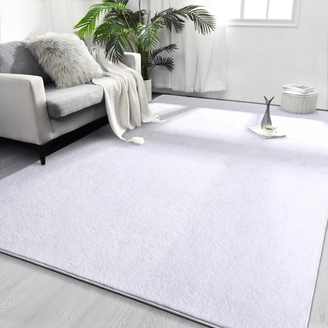 Alfombra FlyDoit de 122 x 183 cm, blanca, suave y gruesa, viscoelástica