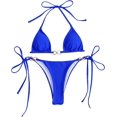 thumbnail image 1 of Traje de baño de anillo para mujer, triangular, halter, corte alto, lazo lateral, bikini Azul Real M Azul Real M Xishao ropa, 1 of 2