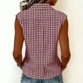 thumbnail image 6 of Women's Summer Gingham Sleeveless Button Down Shirt Office Collared Blouses with Pleated Front Casual Basic Tank Tops Beach Vacation Clothes, Wine M, 6 of 8