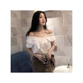 thumbnail image 2 of MarinaVida Sexy Women Elastic One Shoulder Crop Tops Shirt Casual Slim Tops Blouse Clubwear, 2 of 4