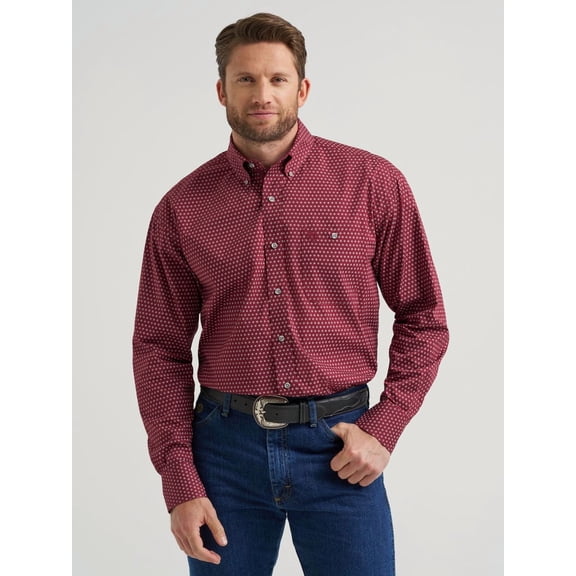Wrangler George Strait Burgundy Dot - Mens Shirt  - 112369639