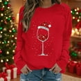 thumbnail image 2 of FAVIPT Sparkly Christmas Sweatshirts for Women Raglan Long Sleeve Crew Neck Pullover Rhinestone Wine Glass Sequin Loose Shirts Casual Trendy Party Holiday Tops Red,XXL, 2 of 4