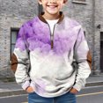 thumbnail image 4 of UACY Boys Quarter Zip Stand Collar Athletic Sweatshirt Long Sleeve Pullover Shirt Vintage Casual Outdoor Fall Clothes Teen (Purple, 8-9 Years), 4 of 4