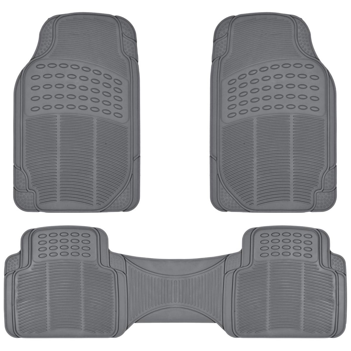 BDK MT654PLUS Heavy Duty 4pc Front & Rear Rubber Floor Mats for Car SUV Van & Truck Black All Weather Protection Universal Fit