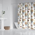 thumbnail image 2 of White Highland Cow Bucket Flower Pattern Shower Curtain 72"x72" ,Bathroom Decorative Shower Curtains Set with 12 Hooks,Modern Waterproof Washable Shower Curtain, 2 of 6