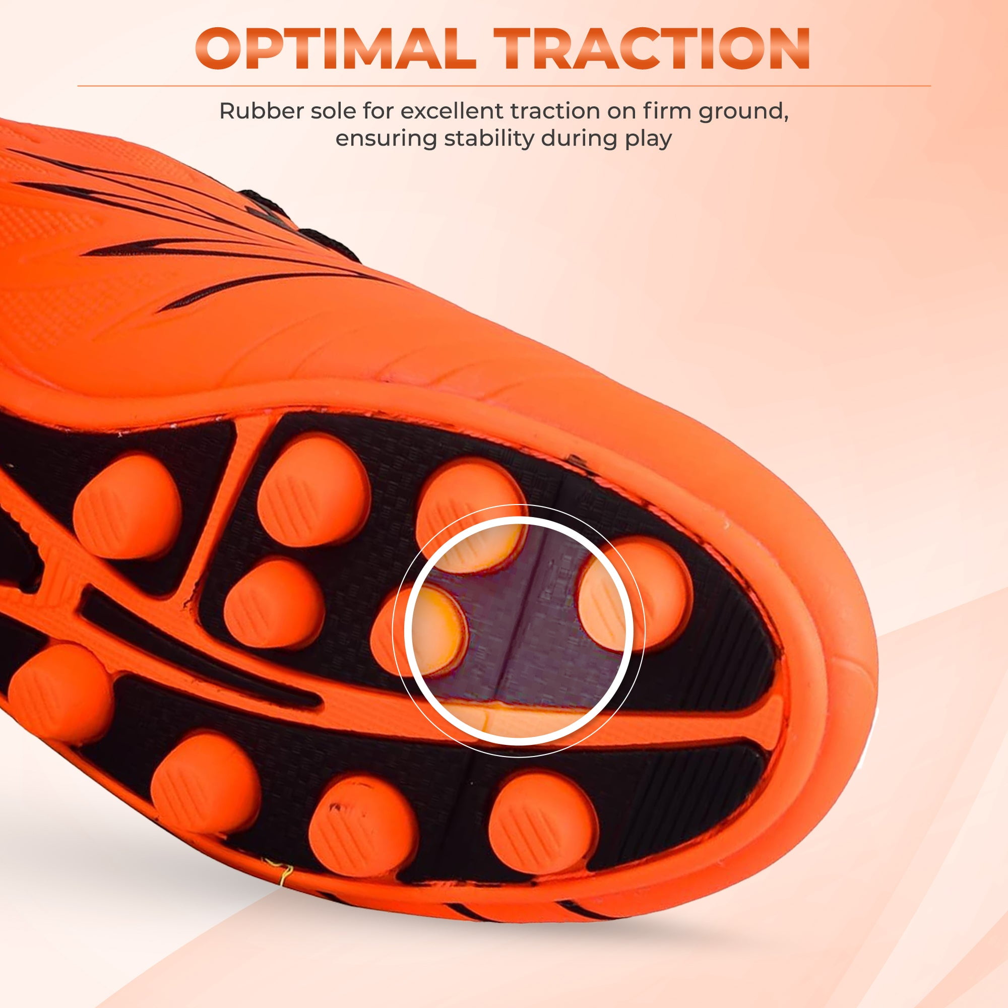 Vizari Boca Firm Ground Soccer Cleats for Kids & Youth – Lightweight, Durable, Comfortable Shoes with Traction & Padded Heel - Orange/Black, 13
