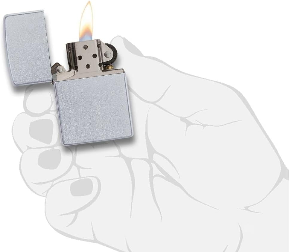Zippo Lighter - Personalized Chrome Windproof Lighter Custom Message Engrave (Satin Chrome) #205