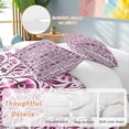 thumbnail image 2 of 3 Piece Pink Boho Duvet Cover Set Full Size,Microfiber Comforter/Quilt Cover with Corner Ties and 2 Pillowcases,Ethnic Tribal Floral Abstract Art Aesthetics All Season Bedding with Zipper Closure, 2 of 8