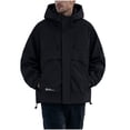 thumbnail image 2 of LYSMORA Men's Hooded Windbreaker Jacket Zip‑Snap Closure Long Sleeve Utility Rain Coat with Drawstring Hood Relaxed Fit Outerwear for Winter Outdoor, 2 of 7