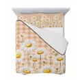 thumbnail image 7 of Quilts Twin-XL Size Bedding Set, Spring White Daisy Lightweight Quilted Comforter, Farmhouse Floral Orange Buffalo Plaid Reversible Bedspread Coverlet with Pillow Covers for All Season, 68" x 98", 7 of 7