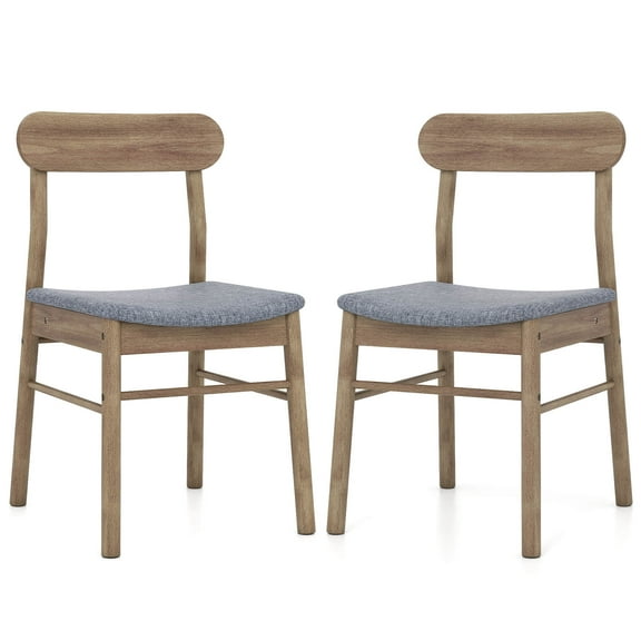 Costway 2 PCS Dining Chair Fabric Upholstered Kitchen Armless Chairs with Rubber Wood Frame