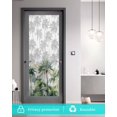 thumbnail image 5 of Window Privacy Film, Green Grey Palm Tree UV Sun Blocking Window Tint Film Heat Control One Way Blackout Window Film, Summer Watercolor Tropical Monstera Plants Non Adhesive Static Cling 23.6x59 In, 5 of 7