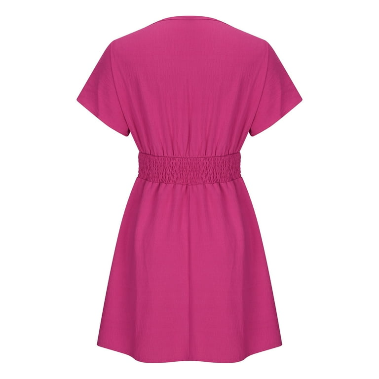 Casual Simplicity Solid V Neck Short Sleeve Dress Dresses(6 Colors) Casual Simplicity Solid V Neck Short Sleeve Dress Dresses(6 Colors)