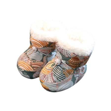 

SIMANLAN Infant Baby Cotton Boots Prewalker Stay On Socks First Walkers Crib Shoes Indoor Cute Booties Cold Weather Plush Lining Winter Bootie Colorful Shell 3C