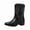 Black, variant on Men’s Mid Calf Western Cowboy Boots, Retro Style Side Zipper Eagle Stitched Pointed Toe Casual Block Heel Outdoor Daily Wear Boots