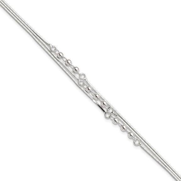 Auriga Fine Jewelry 925 Sterling Silver 3-Strand 7.5inch Bracelet for Women