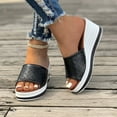 thumbnail image 7 of Platform Sandals for Women 2025 Wedges Sandals Slip on Wedge Platform Slides Comfortable Summer Shoes Casual Open Toe Flops, 7 of 7