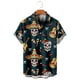 thumbnail image 2 of Camisas de moda con estampado floral de calaveras para hombre, divertidas camisetas de manga corta con estampado de calaveras en 3D, camisas hawaianas con solapa estampada para hombre, 2 of 5