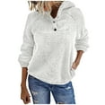 thumbnail image 2 of Puntoco Sudadera De Manga Larga Con Capucha Y Bolsillo Con Capucha De Felpa De Doble Cara De Color Sólido Para Mujer top Blanco S, 2 of 7