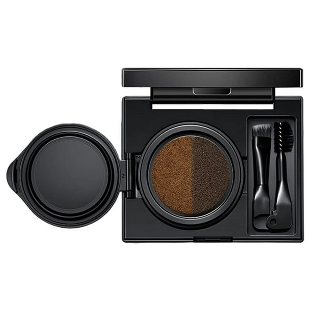 Polvo para cejas de 2 colores, resistente al agua, con espejo incorporado, set de maquillaje cosmético y sombreado. Marrón claro y oscuro