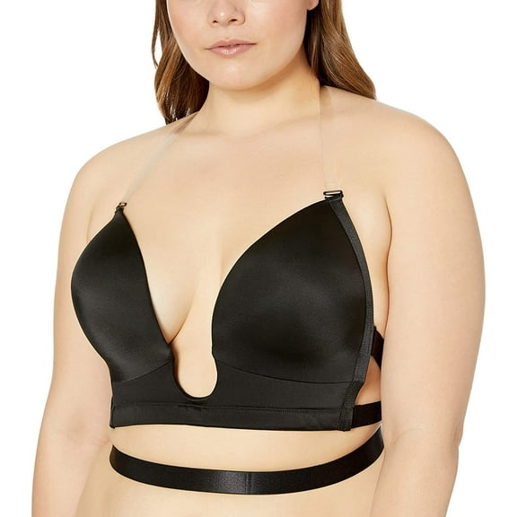 THE NATURAL Black Sexy Plunge Bra, US 6, NWOT