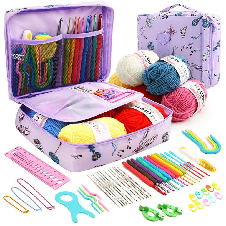 Riapawel Beginner Crochet Kit, Learn to Crochet Starter Kit for Adults and Kids Complete Crochet Kit, Purple