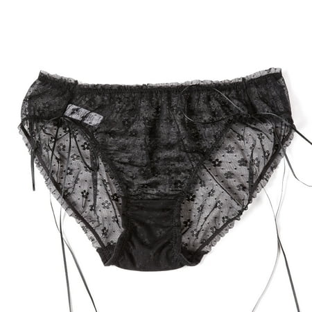 

wendunide pajama set for women Women Plus Size Sexy Lace Hollow Bowknot Low Waist Briefs Panties Underwear Black One Size