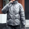 thumbnail image 4 of Augper Women's Winter Fashion Short Glossy Loose Stand Collar Cotton Jacket Coat, 4 of 9