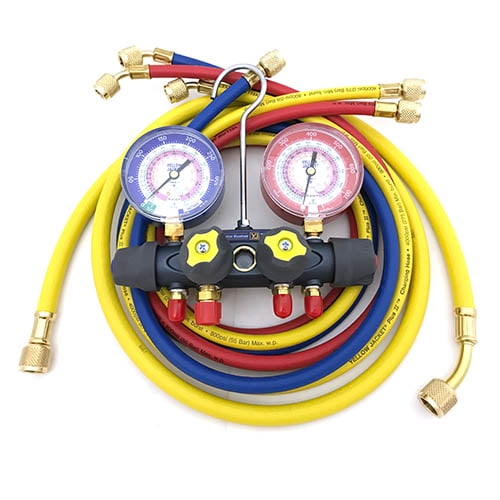 YELLOW JACKET 49967 Mechanical Manifold Gauge Set,4Valve