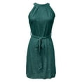 thumbnail image 3 of Dresses for Women Sequin Cocktail Party Bodycon Dress Women Sleeveless Halter Neck Glitter Midi Dress Color Green Size L, 3 of 5