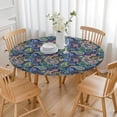 thumbnail image 3 of Colorful Floral Round Tablecloth with Elastic Hem, Boho Chic Design for Dining Kitchen Decor, Fits 52 to 56 Inch Tables, 3 of 7