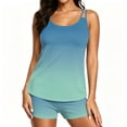 thumbnail image 2 of Two Piece Tankini Swimsuits for Women Gradient Tummy Control Bathing Suit with Shorts Athletic Swimwear, L, 2 of 7