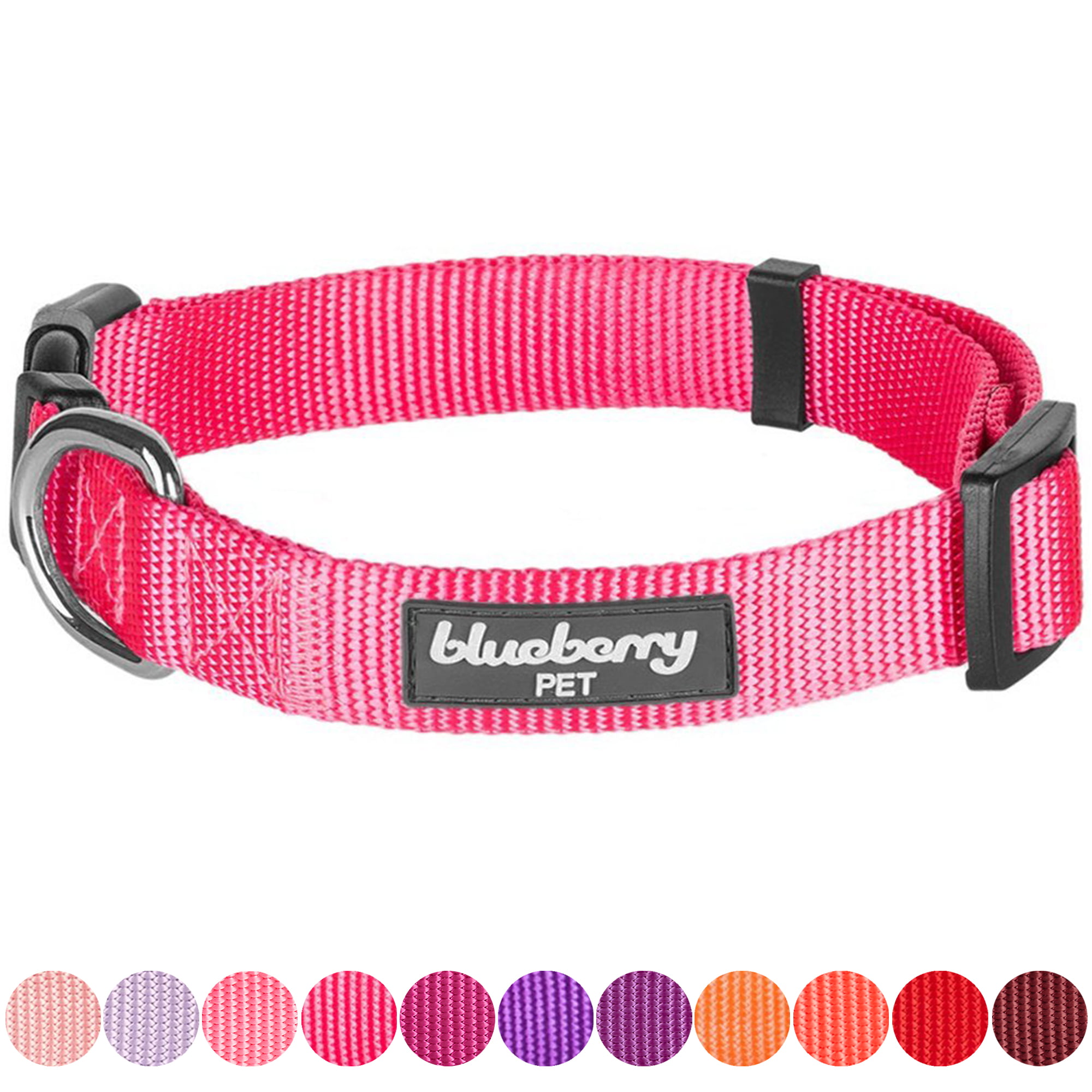 1" Plastic Coated Nylon Bright Pink Dog Collar Made In USA Same Day Shipping