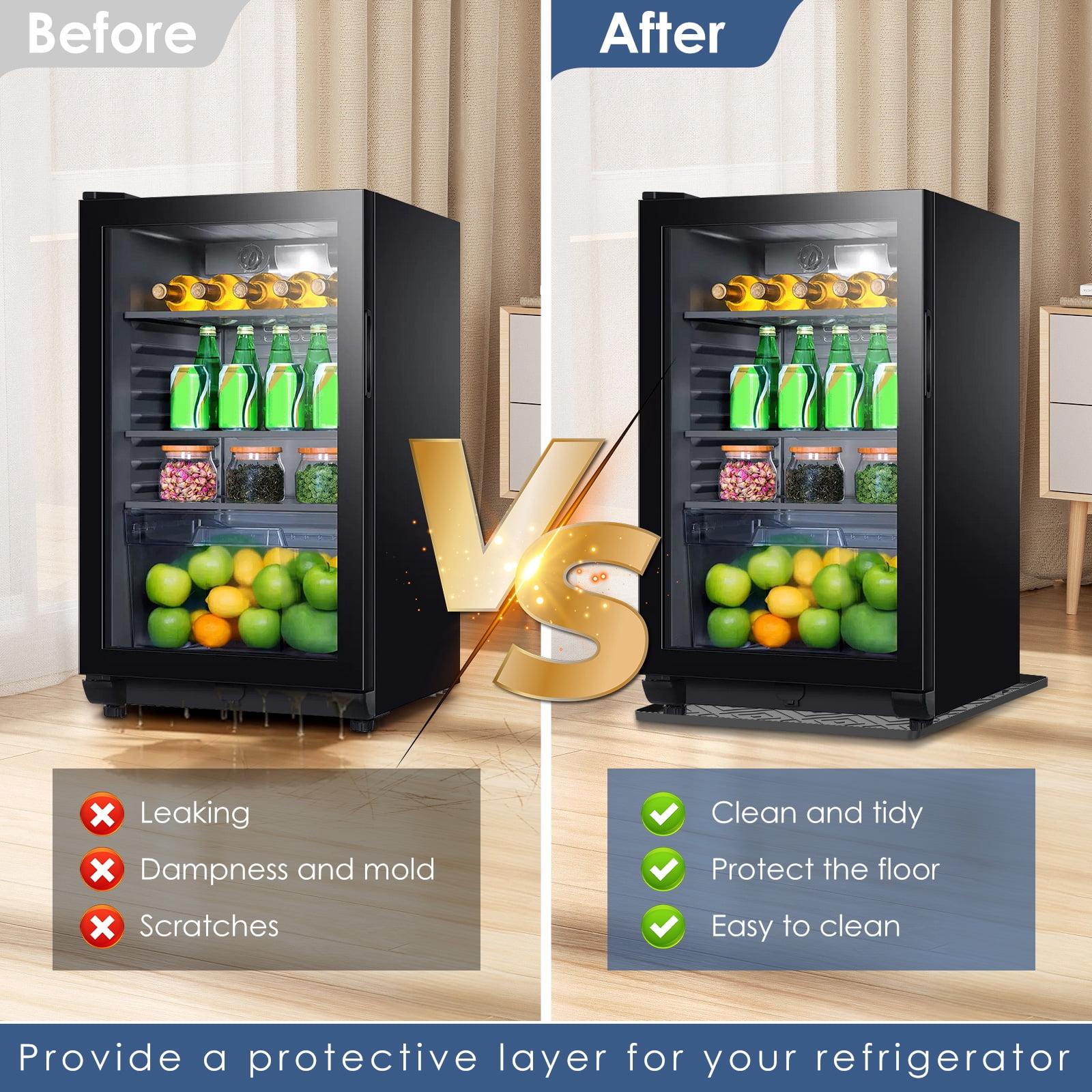 2Pcs Mini Fridge Silicone Mat 19.7"x19.7" Non Slip Spill Proof Drip Prevention Ideal for Refrigerator Washing Machine Dryer Wine Cooler and Dishwasher