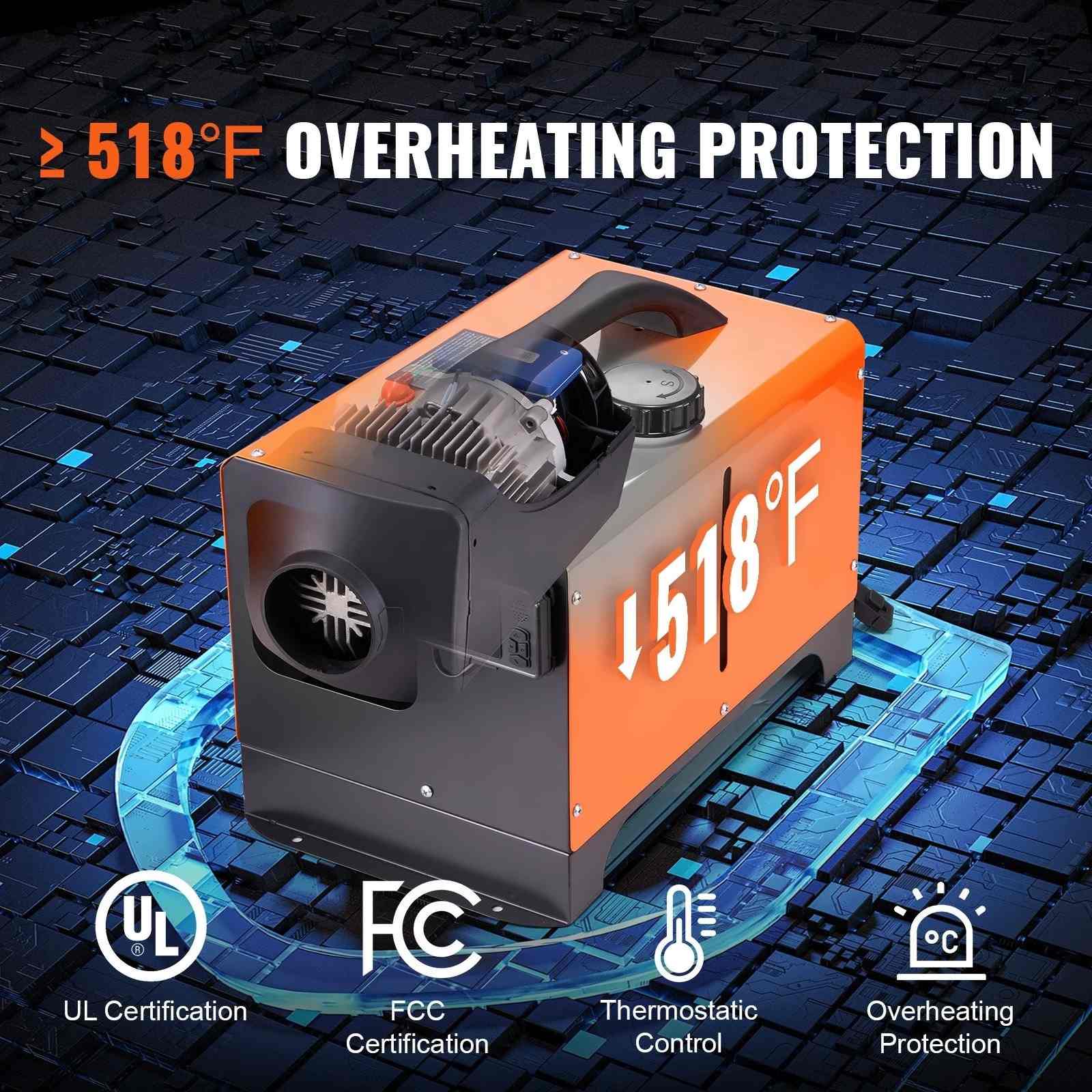 Diesel Air Heater 12V 5KW Bluetooth LCD for RV Car Truck Indoor - All-in-One Portable Diesel Heater with Remote Control & Altitude Compensation