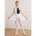 thumbnail image 5 of TSSOE Girls Sequins Ballet Dance Lyrical High Low Chiffon Dress Kids Leotard with Irregular Skirt Costume White&Black 14, 5 of 7
