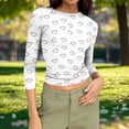 thumbnail image 2 of hotojiny Women's Tops Valentine's Day Long Sleeve Shirts Slim Fitted Going out Tops Ruched Basic Tees Valentine's Day Outfit, 2 of 7