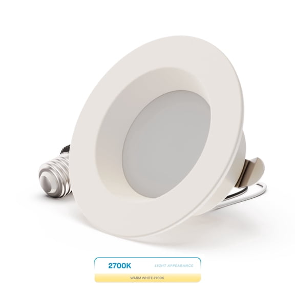 INFIBRITE 4 Inch 2700K Soft White 9W 750LM Recessed Retrofit LED Sleek Series Downlight Kit (Includes E26 Connector), Dimmable, Wet Rated