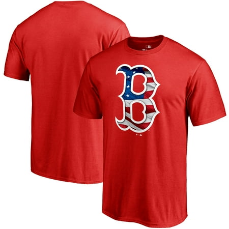 Boston Red Sox Fanatics Branded 2019 Stars & Stripes Banner Wave Logo T-Shirt - (Best Logo Fonts 2019)