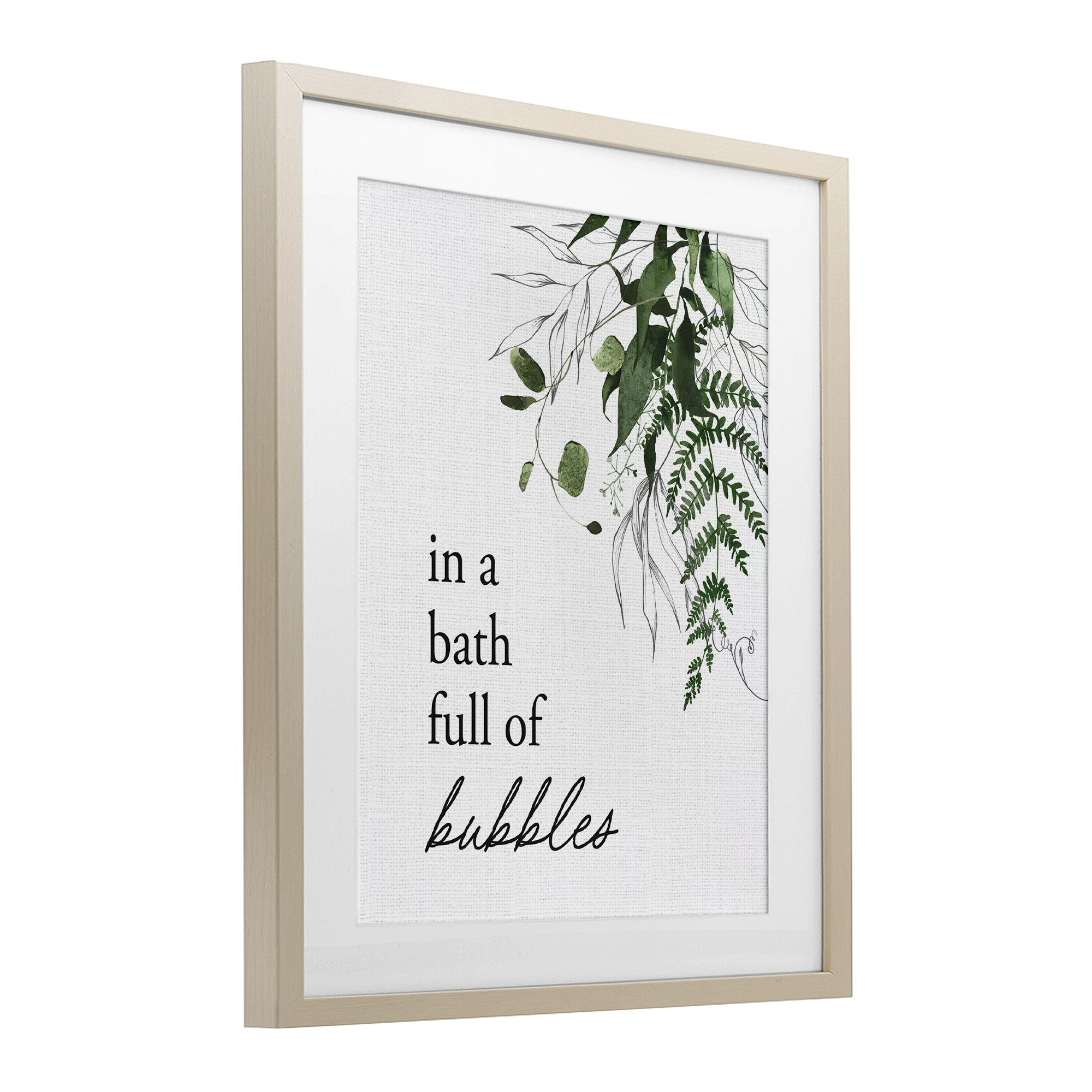 Forest Foliage Bubble Bath Birch Framed Print Under Glass, design by Lettered and Lined