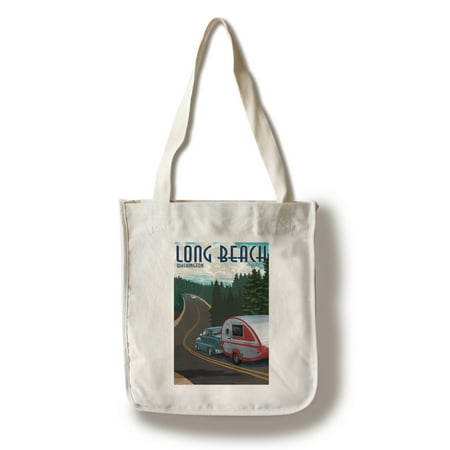 Long Beach, Washington - Retro Camper Cruise - Lantern Press Artwork (100% Cotton Tote Bag - (Best Beach Bag For Cruise)