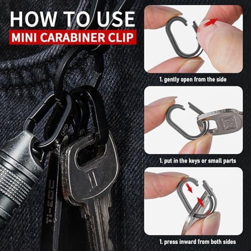 Jointown Titanium Key Ring Hooks, Small Carabiner Keychain Clip,Mini Snap Keyring Key Organizer Key Chain