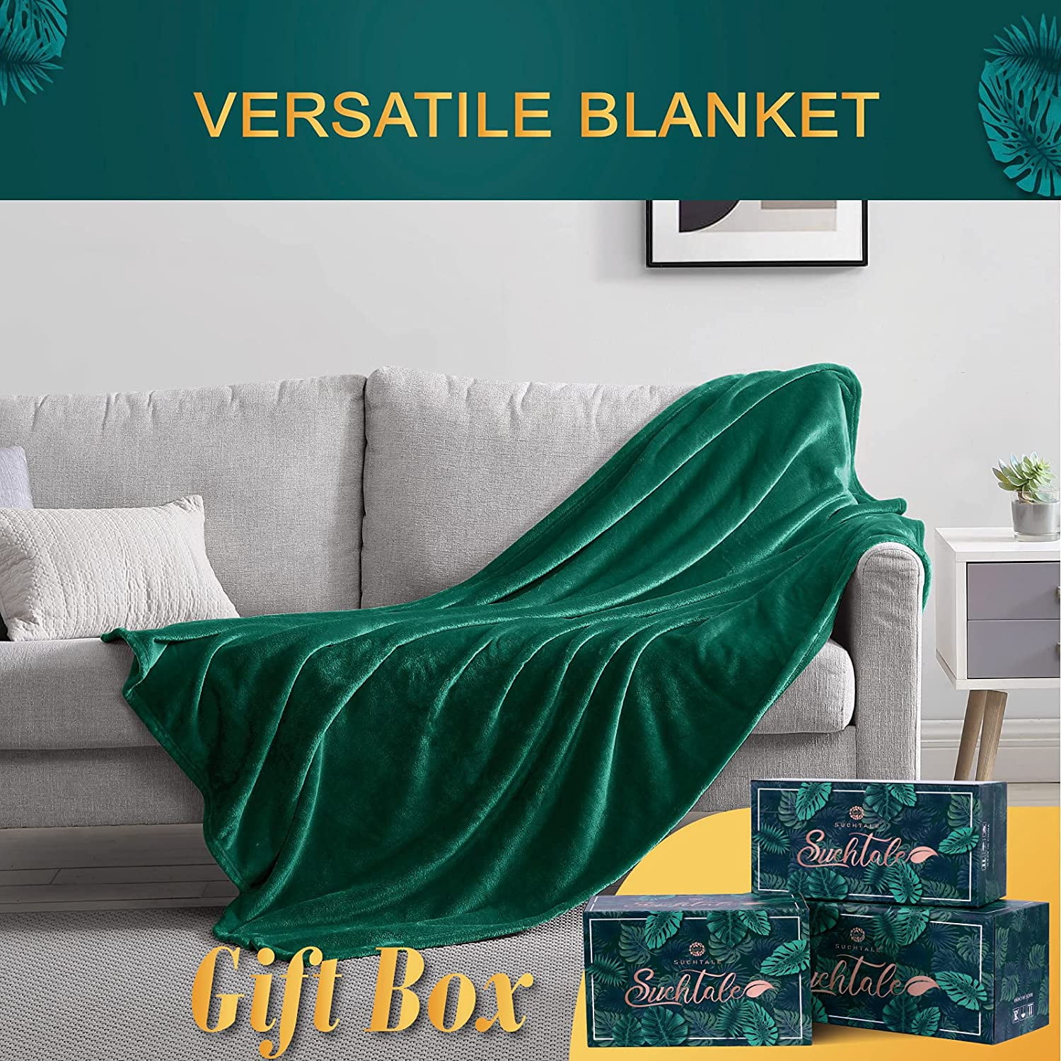 Iguohao Fleece Blanket King Size 108x90 Emerald Green Plush Fuzzy Lightweight Throw Super Soft Microfiber Flannel Nap Blankets For Couch Bed Sofa