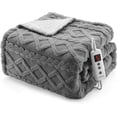 thumbnail image 1 of 50x60 Heated Throw Blanket with Thick Tufted Cable Pattern,10 Heat Levels&10Timer Settings,Electric Throw with Intelligent Temperature Control,Machine Washable,Fast Heating，Grey, 1 of 9