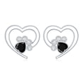 thumbnail image 2 of Rosec Jewels Bezel Set Heart Shape Black Spinel Paw Stud Earrings with Moissanite, 925 Sterling Silver, 2 of 6