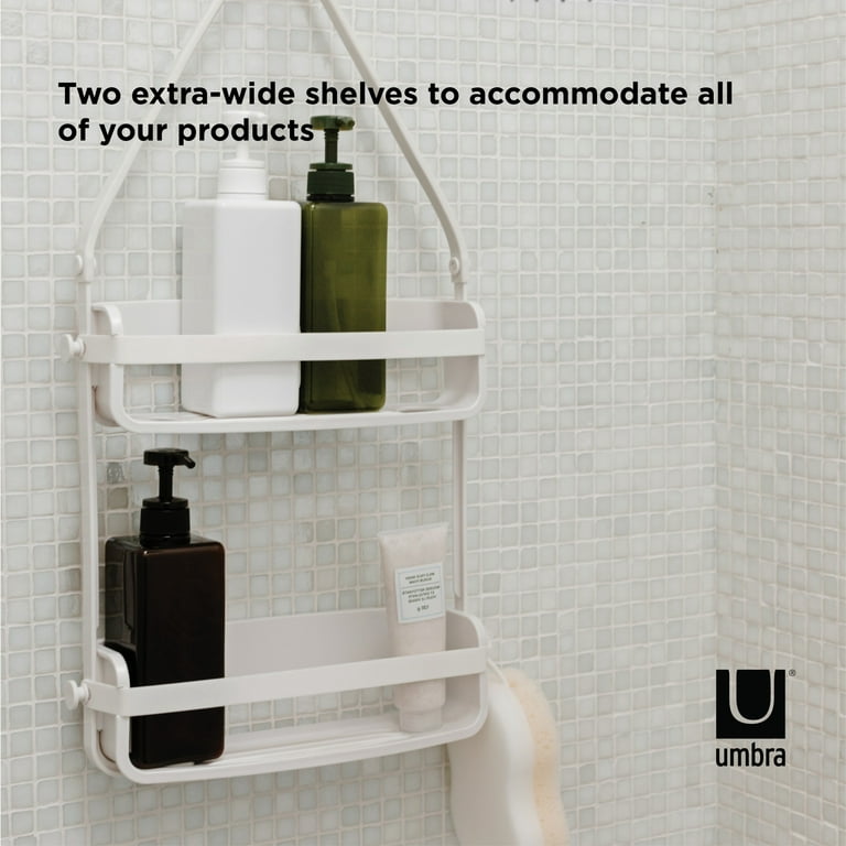 Umbra 022360-670 Bask, White Hanging Shower Caddy, Bathroom Storage and  Organizer for Shampoo, Conditioner, Bath Supplies and Accessories, 11-1/4  x